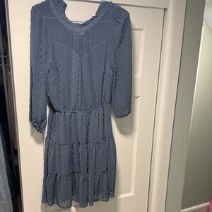 Chic Blue Textured Midi Dress